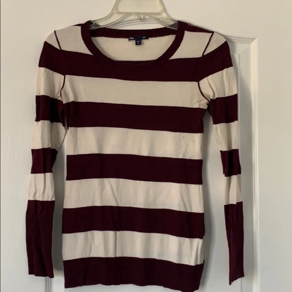 Plum and Cream Striped Sweater - Picture 1 of 5